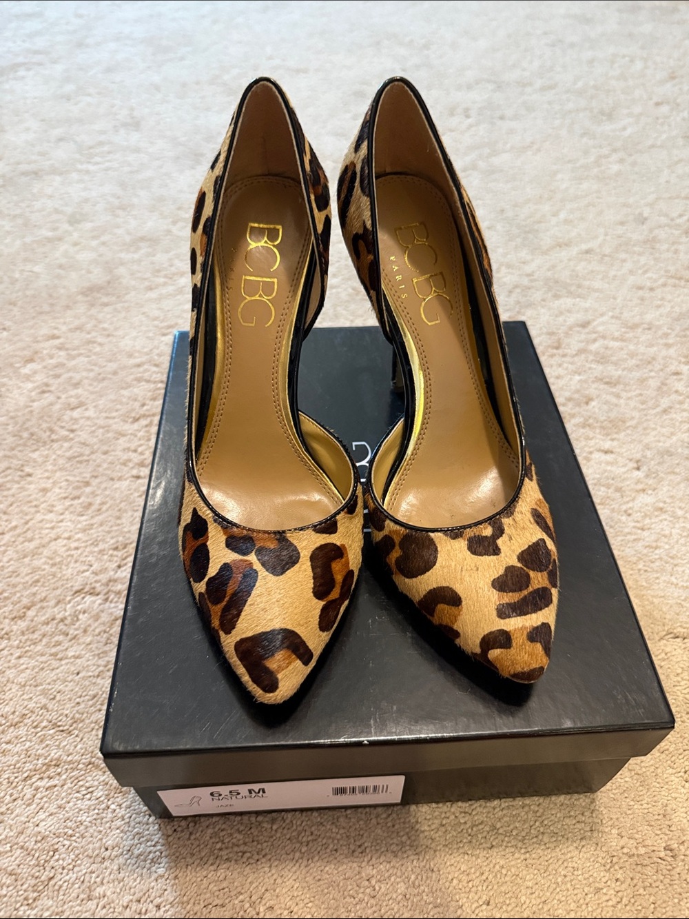 BCBG Leopard-Print Pointed Toe Pumps - Tan & Brown